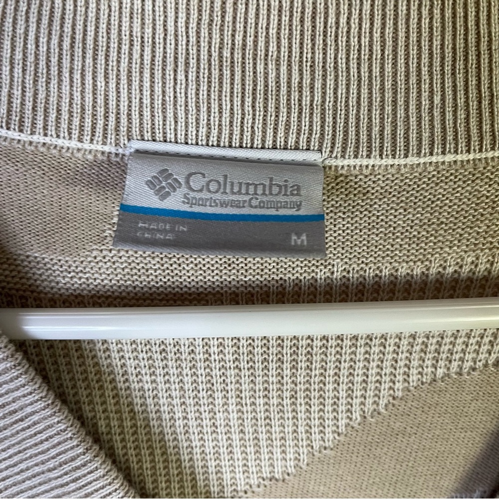 Columbia Tan Cream Camouflage Cardigan‎ Sweater Size Medium - Picture 3 of 7